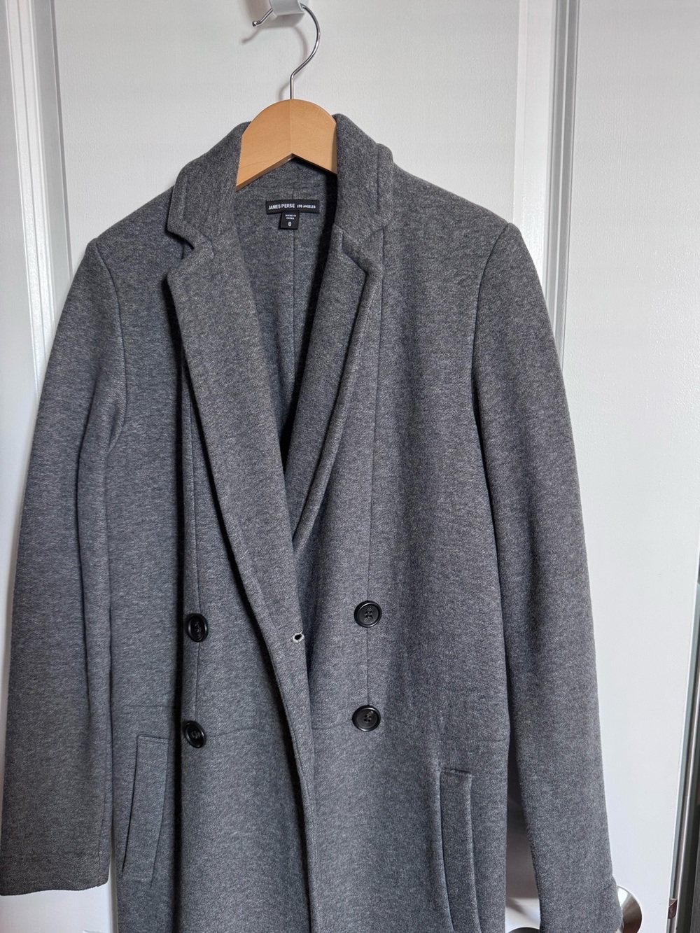 James Perse double breasted long fleece sweatshirt coat in size 0